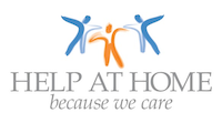 help at home because we care - 3 images of people at the top with their arms outstretched
